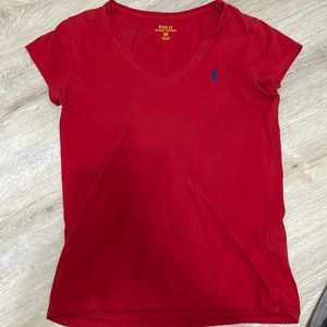 Red Polo v-neck Top